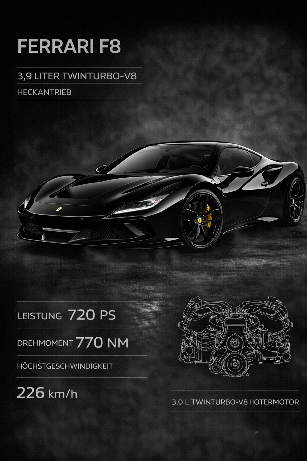 FERRARI F8 | Für Garage & Office